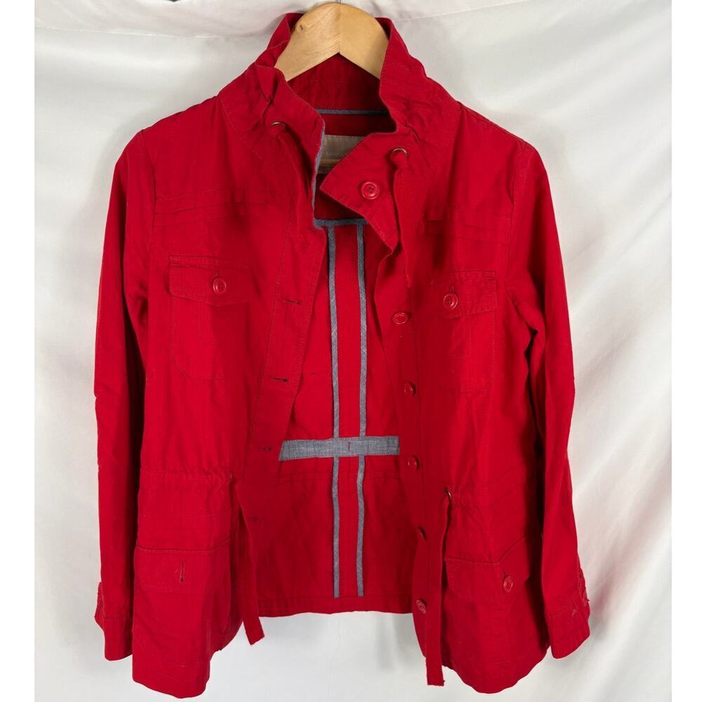 Banana Republic Red Cotton Button Up Jacket Size Xs